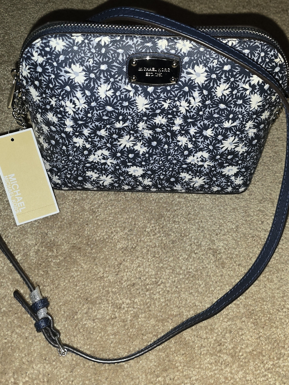 Michael Kors Navy Floral Crossbody Bag